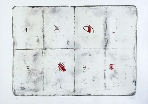 Toile pliée et chiffres, Antoni Tàpies