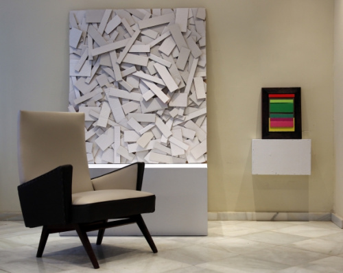 Obras del artista en exposición.